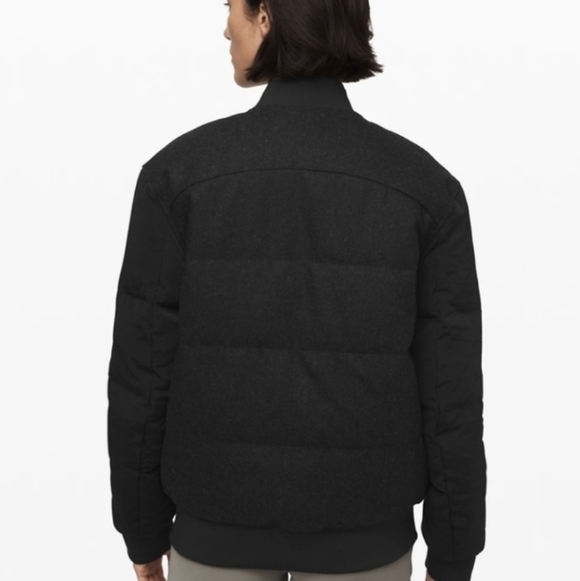 NWOT Lululemon Roam Far Wool Bomber Black Heathered Black Size 10 - Picture 3 of 14